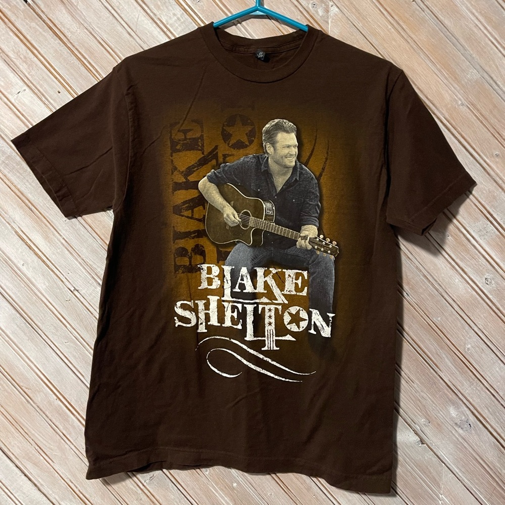 Blake Shelton country singer artist band T shirt brown short sleeve 100% cotton